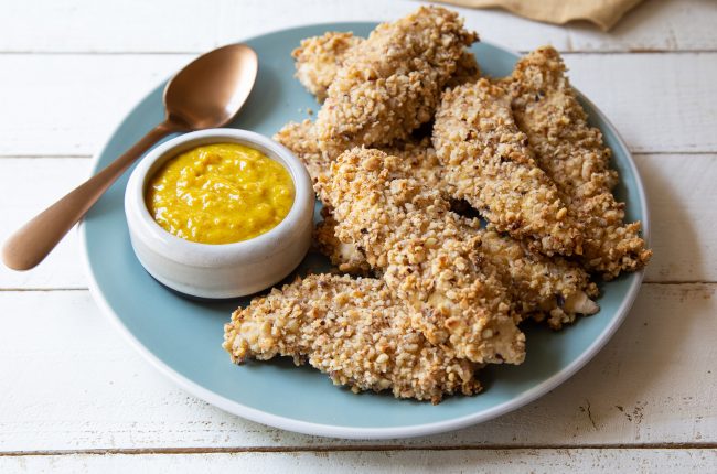 Hazelnut Crusted Chicken Tenders with Apricot Honey Mustard Dipping ...